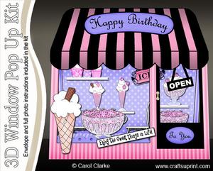 3D the Ice Cream Parlour Window Pop Up Card Decoupage