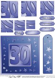 30th Bright Metallic Age Quick Card with Twisted Pyramage