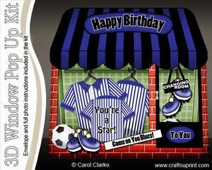 3D Football Crazy Window Pop Up Card Decoupage N Envelope
