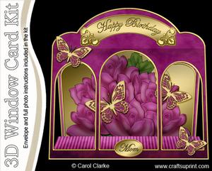 3D Just Roses Window Card Kit with Decoupage N Envelope