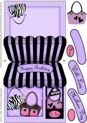 Funky Bags Shop Shaped Card with Decoupage N Greetings