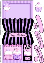 Cupcake Shop Shaped Card with Decoupage N Greetings