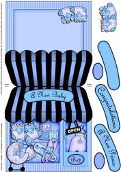Baby Boy Shop Shaped Card with Decoupage N Greetings