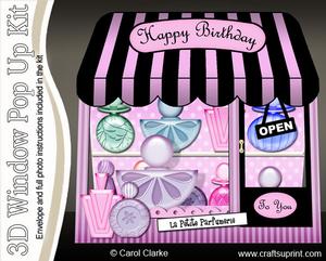 3D La Petite Parfumerie Window Pop Up Card Decoupage