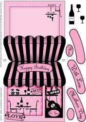 Le Tres Chic Wine Bar Shop Shaped Card Decoupage N Greetings