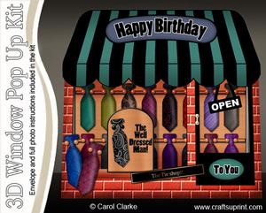 3D the Tie Shop Window Pop Up Card Decoupage