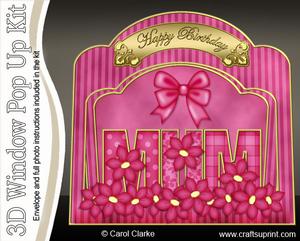 3D Mum Single Window Pop Up Card N Envelope