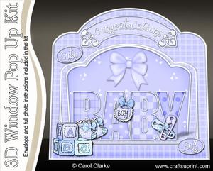 3D Baby Boy Single Window Pop Up Card N Envelope