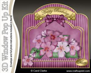 3D Pretty Violas Single Window Pop Up Card N Envelope