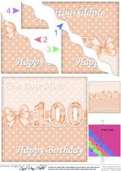 100th Birthday Mum Felties Wavy Corner Side Stacker Topper