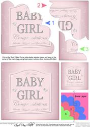 Baby Girl Champers Label Shell Edged Corner Side Stacker