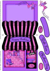 Cut N Curl Hairdresser Shop Shaped Card Decoupage N Greeting