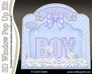 3D Baby Boy Single Window Pop Up Card N Envelope