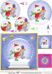 Xmas Teddy Snowglobe Circle Pyramage Topper