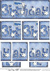 Dl Happy Birthday Denim N Daisies Felties Side Stacker