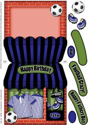 Football Crazy Blue Shaped Card Decoupage N Greetings