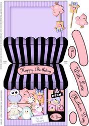 Pampered Pets Shop Shaped Card Decoupage N Greetings