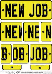New Job Novelty Number Plate with Side Stacker