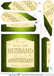 Husband Anniversary Champers Wine Label Fan Pyramage Topper