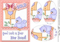 A5 Little Birdie Felties New Home Oval Pyramage Topper