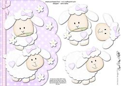 A5 Little Lamb Felties Scalloped Edge N 3D Decoupage