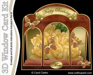 3D Just Roses Window Card Kit with Decoupage N Envelope