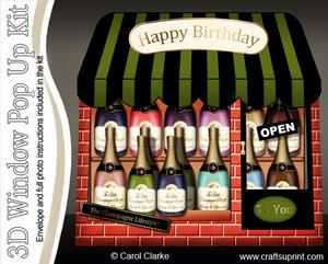 3D the Little Champagne Shop Window Pop Up Card