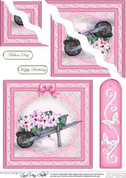 Flower Filled Wheelbarrow Quick Card Wavy Corner