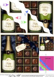 Birthday Champers N Chocs Wavy Corner Side Stacker Topper