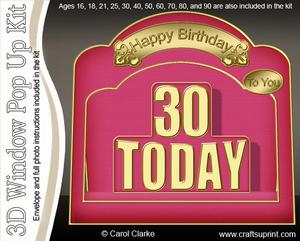3D Ages 16 to 90 Birthday Single Window Pop Up Card