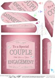 Engagement Pink Champers Wine Label Fan Pyramage Topper