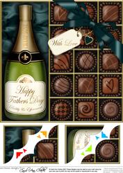 8 x 8 Fathers Day Champers N Chocs Scalloped Corner Topper