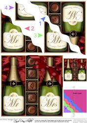 Mr & Mrs Champers N Chocs Wavy Corner Side Stacker Topper