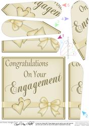 Hearts and Bow Engagement Fan Pyramage Topper