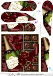 Engagement Champers Chocs N Roses Fan Pyramage Topper