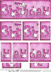 Dl Happy Birthday Denim N Daisies Felties Side Stacker