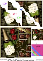 Husband Anniversary Champers Chocs N Roses Wavy Corner Toppe