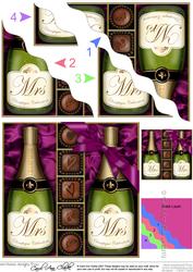 Mrs & Mrs Champers N Chocs Wavy Corner Side Stacker Topper