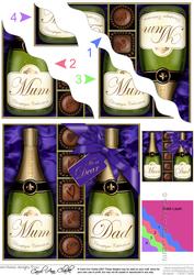 Mum N Dad Champers N Chocs Wavy Corner Side Stacker Topper