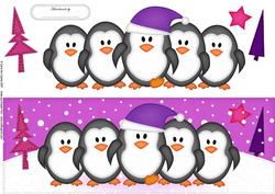 Large Dl Penguins on Parade Quick Card with 3D Decoupage