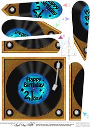 21st Birthday Record Fan Pyramage Topper