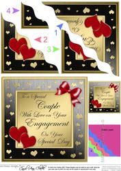 Elegant Romantic Engagement Wavy Corner Side Stacker Topper