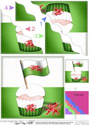 Flying the Flag Wales Cupcake Wavy Corner Side Stacker