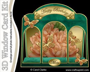 3D Just Roses Window Card Kit with Decoupage N Envelope