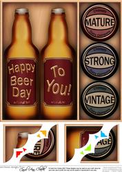 8x8 Novelty Birthday Beer N Cheese Gift Set Scalloped Topper