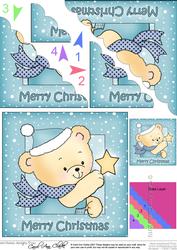 Cute Hunney Bear Robert has a Christmas Star - Scalloped Corner Stacker