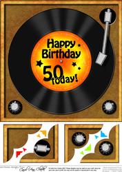 8 x 8 50th Birthday Record Scalloped Corner Topper
