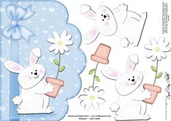 A5 Little Bunny Boy Felties Scalloped Edge N 3D Decoupage
