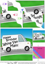 Happy Birthday White Van Man Wavy Corner Side Stacker Topper