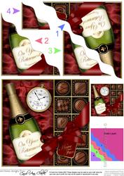 Retirement Champers N Chocs Wavy Corner Side Stacker Topper